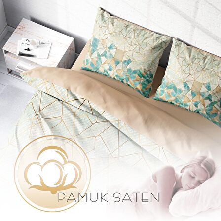 Monohome Geometric Watercolor Geometrik Pamuk Saten Çift Kişilik Nevresim Takımı