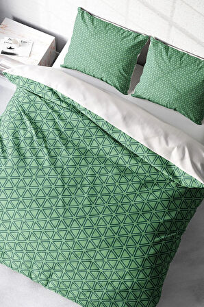 Nevresim Takımı %100 Doğal Pamuk Çift Kişilik 3d Digital Green Pattern