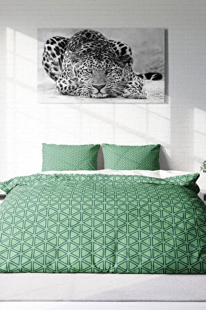 Nevresim Takımı %100 Doğal Pamuk Çift Kişilik 3d Digital Green Pattern