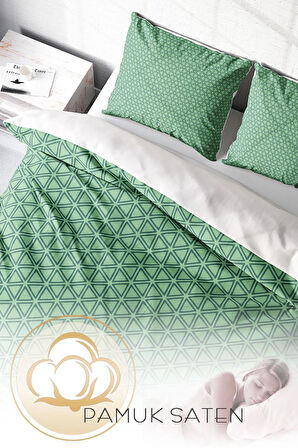 Nevresim Takımı %100 Doğal Pamuk Çift Kişilik 3d Digital Green Pattern
