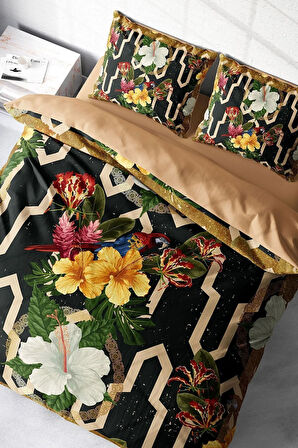 Nevresim Takımı %100 Doğal Pamuk Çift Kişilik 3d Digital Figure Parrot