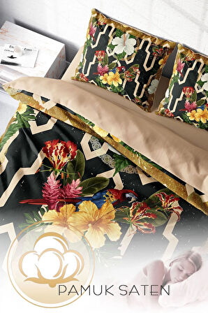 Nevresim Takımı %100 Doğal Pamuk Çift Kişilik 3d Digital Figure Parrot