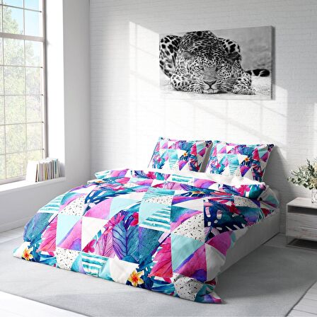 Monohome Geometric Tropical Geometrik Pamuk Saten Çift Kişilik Nevresim Takımı