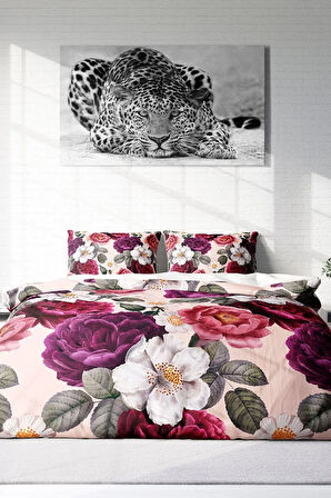 Nevresim Takımı %100 Doğal Pamuk Çift Kişilik 3d Digital Flower Dream