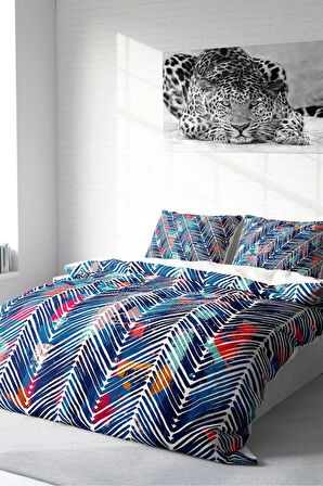 Nevresim Takımı %100 Doğal Pamuk Çift Kişilik 3d Digital Blue Pattern