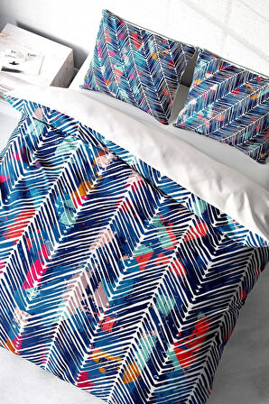 Nevresim Takımı %100 Doğal Pamuk Çift Kişilik 3d Digital Blue Pattern
