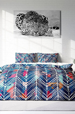 Nevresim Takımı %100 Doğal Pamuk Çift Kişilik 3d Digital Blue Pattern