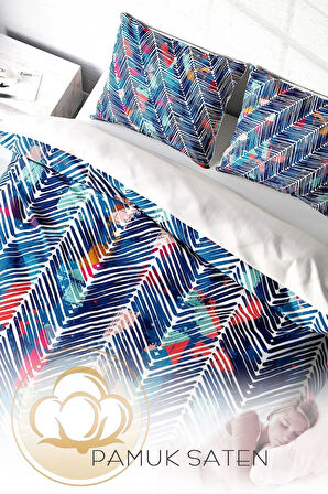 Nevresim Takımı %100 Doğal Pamuk Çift Kişilik 3d Digital Blue Pattern