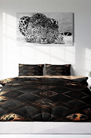 Nevresim Takımı %100 Doğal Pamuk Çift Kişilik 3d Digital Brown Suite