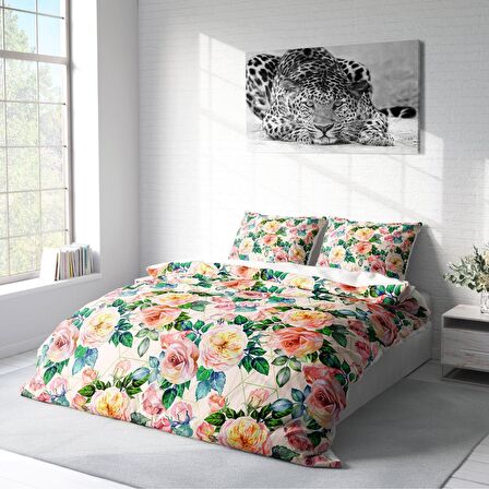 Monohome Flower Spring Çiçekli Pamuk Saten Çift Kişilik Nevresim Takımı