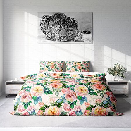 Monohome Flower Spring Çiçekli Pamuk Saten Çift Kişilik Nevresim Takımı
