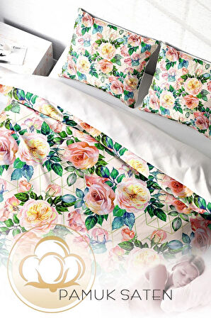 Nevresim Takımı %100 Doğal Pamuk Çift Kişilik 3d Digital Flower Spring