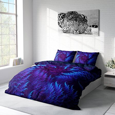 Monohome Purple Energy 3D Temalı Pamuk Saten Çift Kişilik Nevresim Takımı