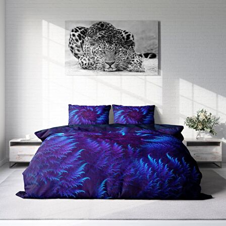 Monohome Purple Energy 3D Temalı Pamuk Saten Çift Kişilik Nevresim Takımı