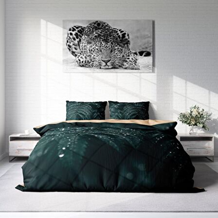 Monohome Drop Leave Yapraklı Pamuk Saten Çift Kişilik Nevresim Takımı