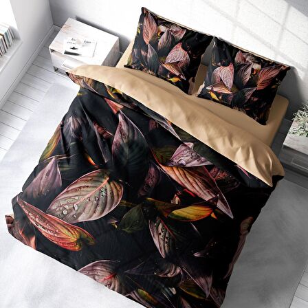 Monohome Güz Yaprakları Yapraklı Pamuk Saten Çift Kişilik Nevresim Takımı