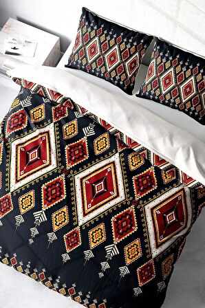 Nevresim Takımı %100 Doğal Pamuk Çift Kişilik 3d Digital Ethnic Geometric