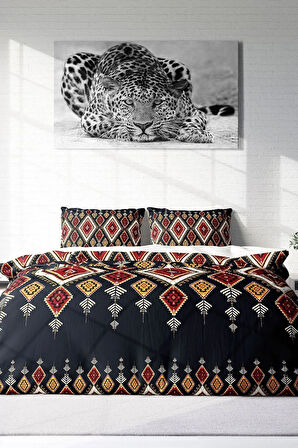 Nevresim Takımı %100 Doğal Pamuk Çift Kişilik 3d Digital Ethnic Geometric