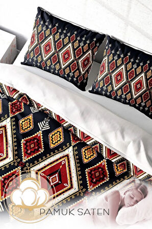 Nevresim Takımı %100 Doğal Pamuk Çift Kişilik 3d Digital Ethnic Geometric