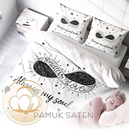 Monohome Soul Mate 3D Temalı Pamuk Saten Çift Kişilik Nevresim Takımı