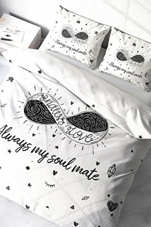 Nevresim Takımı %100 Doğal Pamuk Çift Kişilik 3d Digital Soul Mate