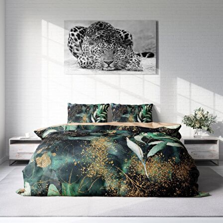 Monohome Floral Watercolor Çiçekli Pamuk Saten Çift Kişilik Nevresim Takımı