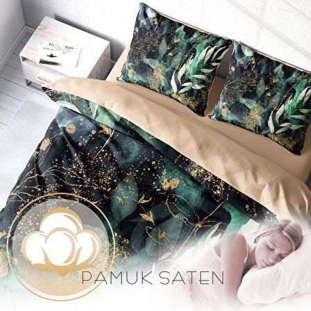 Monohome Floral Watercolor Çiçekli Pamuk Saten Çift Kişilik Nevresim Takımı