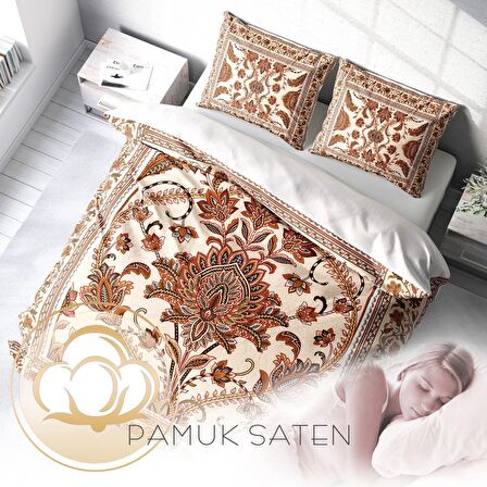 Monohome Brown Figure 3D Temalı Pamuk Saten Çift Kişilik Nevresim Takımı