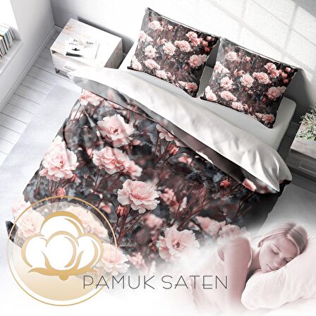 Monohome Roses Garden Çiçekli Pamuk Saten Çift Kişilik Nevresim Takımı