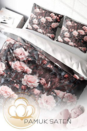 Nevresim Takımı %100 Doğal Pamuk Çift Kişilik 3d Digital Roses Garden