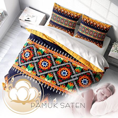 Monohome Oriental Ethnic 3D Temalı Pamuk Saten Çift Kişilik Nevresim Takımı