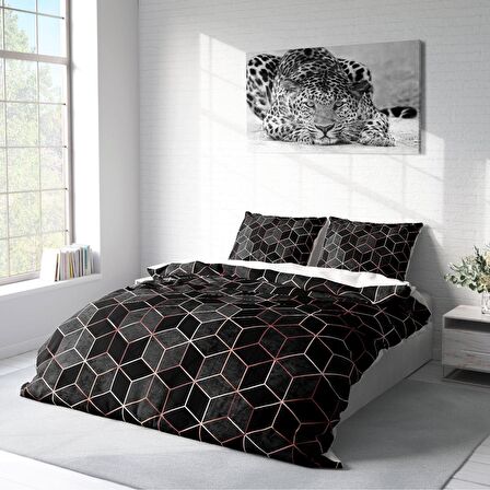 Monohome Gold Cube 3D Temalı Pamuk Saten Çift Kişilik Nevresim Takımı