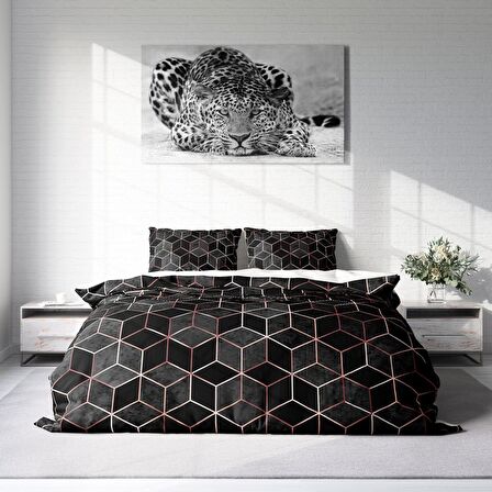 Monohome Gold Cube 3D Temalı Pamuk Saten Çift Kişilik Nevresim Takımı