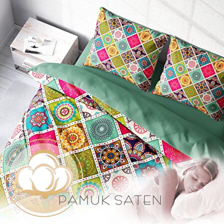 Monohome Strip Motif 3D Temalı Pamuk Saten Çift Kişilik Nevresim Takımı