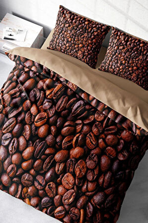 Nevresim Takımı %100 Doğal Pamuk Çift Kişilik 3d Digital Coffee Duvet
