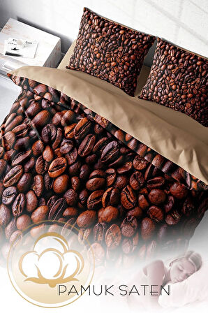 Nevresim Takımı %100 Doğal Pamuk Çift Kişilik 3d Digital Coffee Duvet