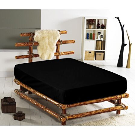 Monohome %100 Pamuklu RanForce Fitted Siyah Çift Kişilik Lastikli Çarşaf 180*200