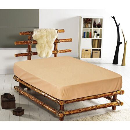 Monohome %100 Pamuklu RanForce Fitted Kahve Çift Kişilik Lastikli Çarşaf 180 x 200
