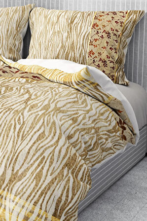 %100 Pamuk Saten Nevresim Takımı Lastikli Çarşaf Deluxe Çift Kişilik 3d Zebra