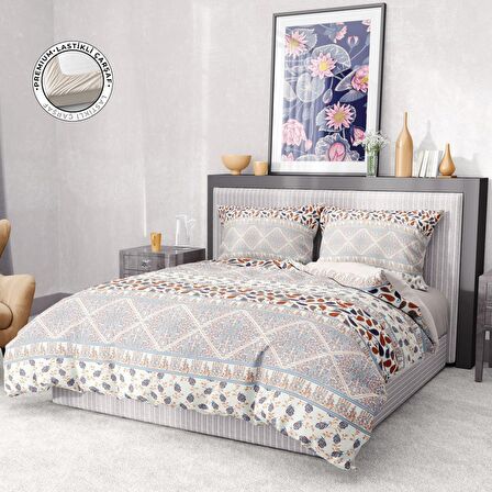 Monohome Premium Luxury Patchwork 3D Temalı Pamuk Saten Çift Kişilik Nevresim Takımı