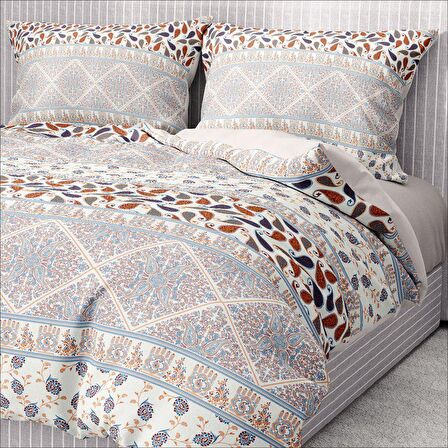 Monohome Premium Luxury Patchwork 3D Temalı Pamuk Saten Çift Kişilik Nevresim Takımı