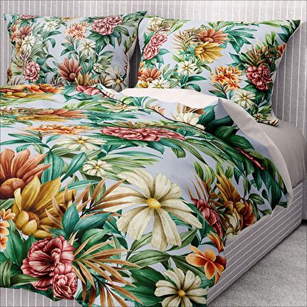 Monohome Premium Luxury Daisy Çiçekli Pamuk Saten Çift Kişilik Nevresim Takımı