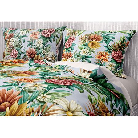 Monohome Premium Luxury Daisy Çiçekli Pamuk Saten Çift Kişilik Nevresim Takımı