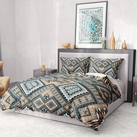 Monohome Premium Luxury Otantik 3D Temalı Pamuk Saten Çift Kişilik Nevresim Takımı