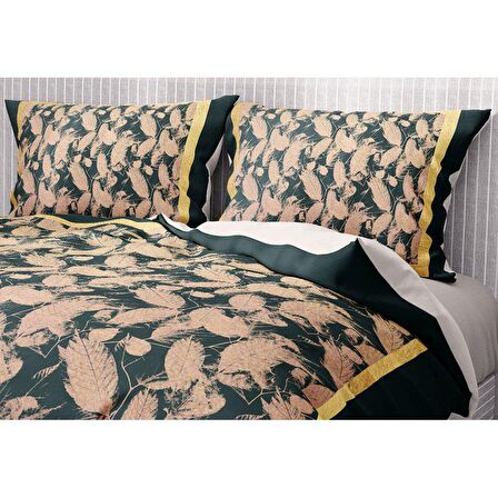 Monohome Premium Luxury Leaf 3D Temalı Pamuk Saten Çift Kişilik Nevresim Takımı