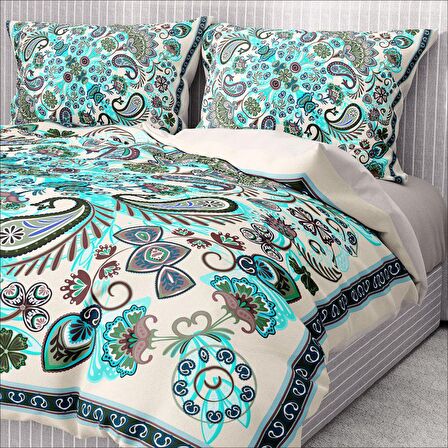 Monohome Premium Luxury Paisley 3D Temalı Pamuk Saten Çift Kişilik Nevresim Takımı