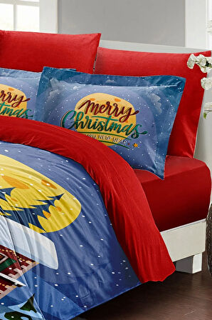 Yılbaşı Süsü Red House* Noel %100 Pamuk Saten 3d Çift Kişilik Nevresim Takımı