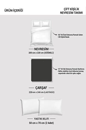 Sevgililer Günü Pamuk Saten Çift Kişilik Nevresim Takımı Birtanem