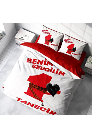 Sevgililer Günü Pamuk Saten Çift Kişilik Nevresim Takımı Birtanem