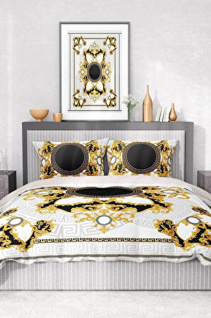 Nevresim Takımı %100 Pamuk Saten Lastikli Çarşaf Deluxe Koleksiyon Çift Kişilik 3d Brand